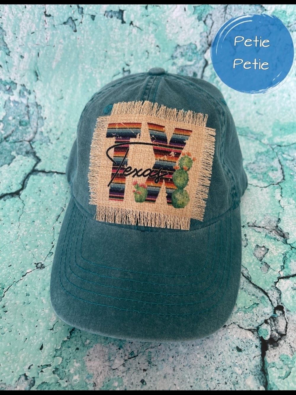 Adult Teal 'TX Texas' Cactus Patch Baseball Capĺ